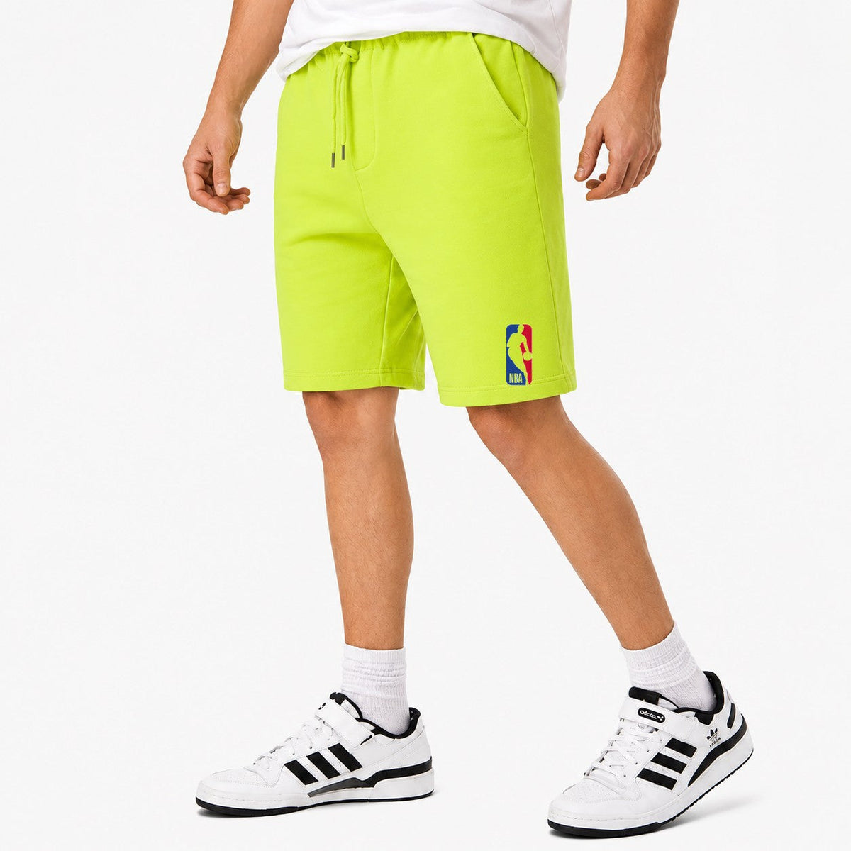 Men's NBA Logo Cotton Shorts - Lime Green