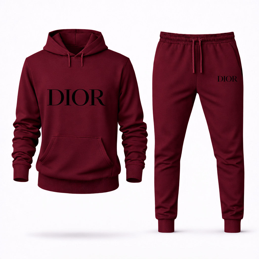 Dior Hoodie and Joggers Set - Burgundy
