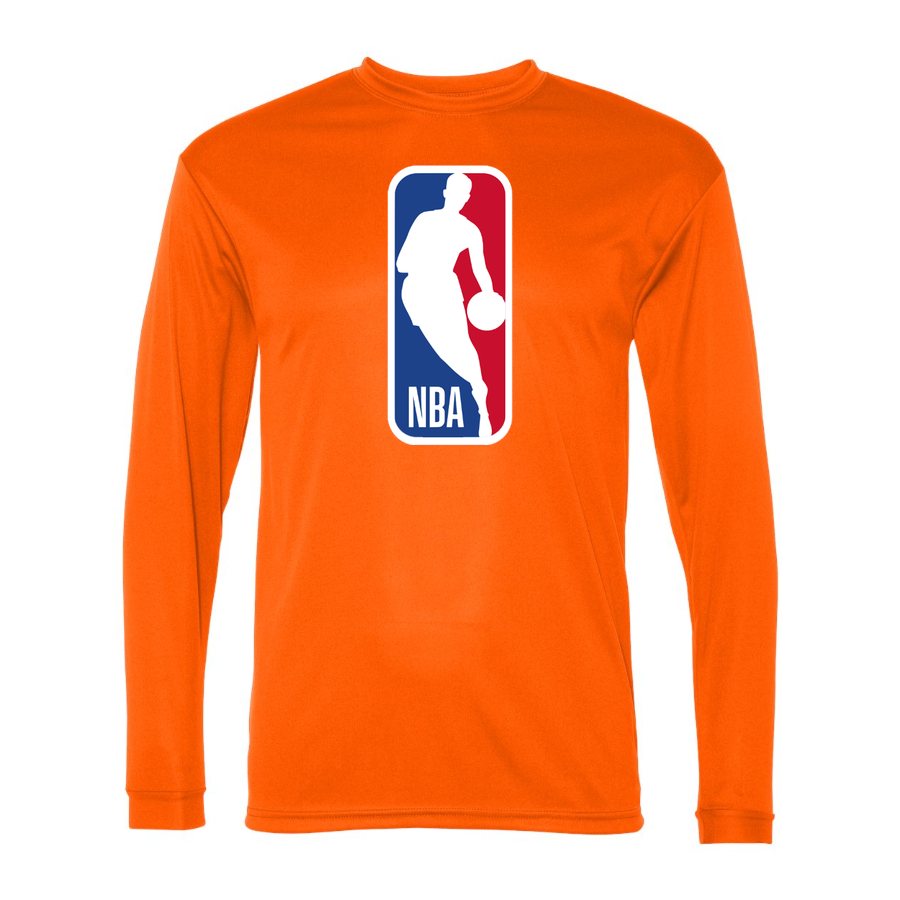 Men's NBA Polyester Long Sleeve T-Shirt - Safety Orange