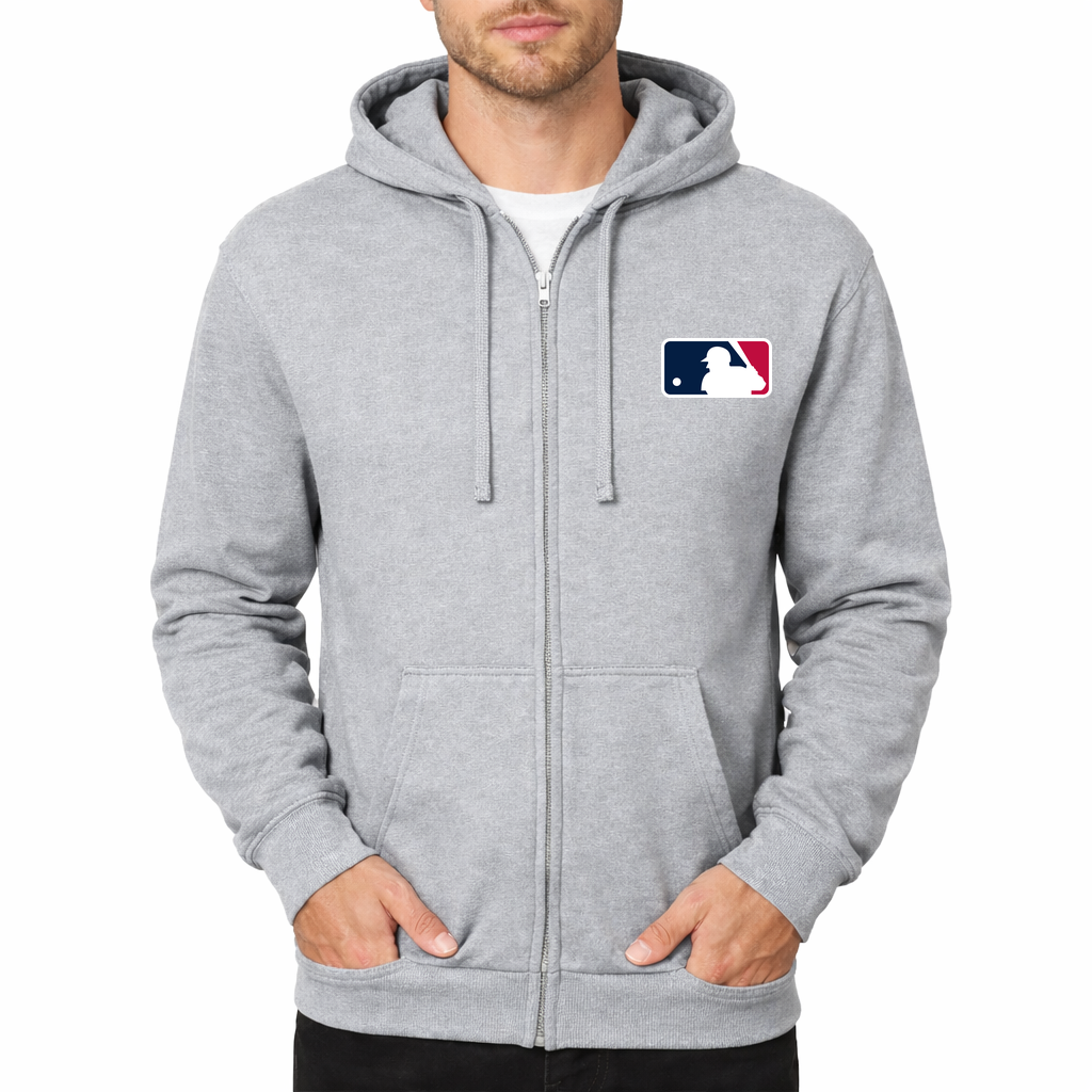 Men's Major League Baseball logo Zipper Hoodie - Grey