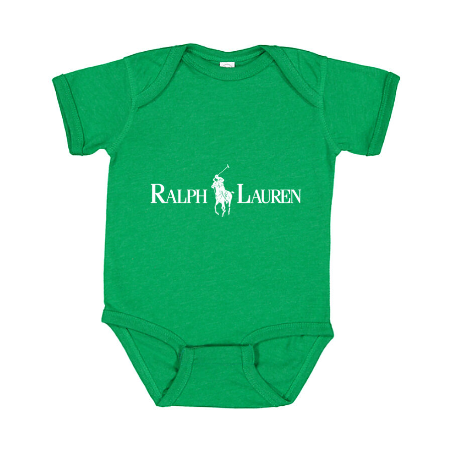 Polo Ralph Lauren White Logo Baby Romper Onesie - Green