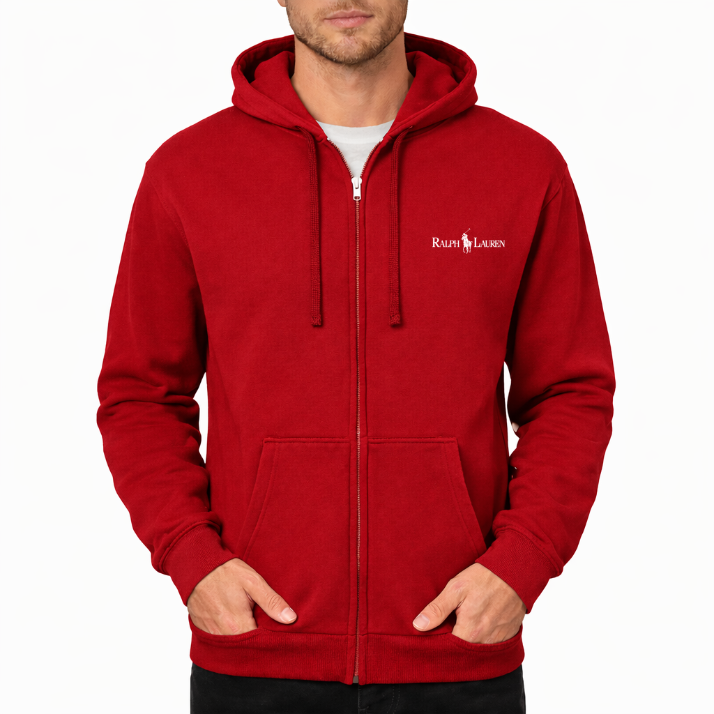 Polo Ralph Lauren white Zipper Hoodie - Red