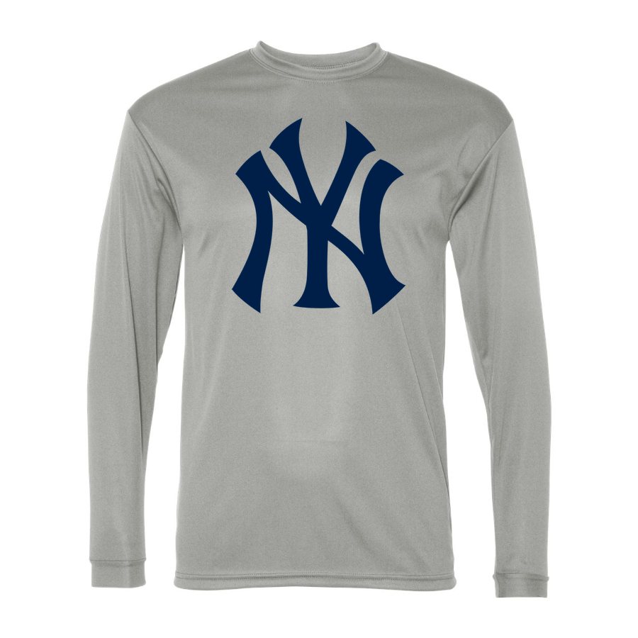 Men's New York Yankees Polyester Long Sleeve T-Shirt - Silver