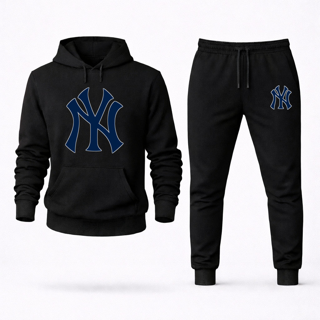 New York Yankees Hoodie and Joggers Set - Black