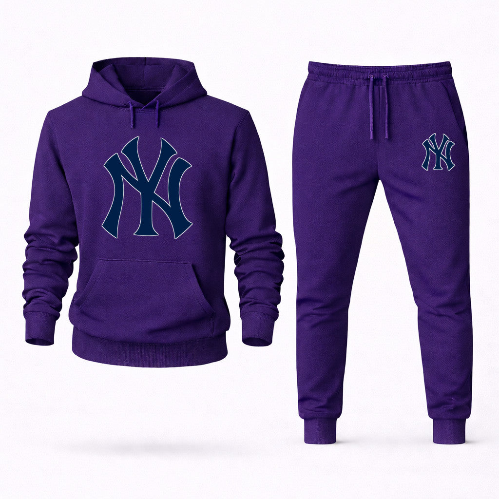 New York Yankees Hoodie and Joggers Set - Purple