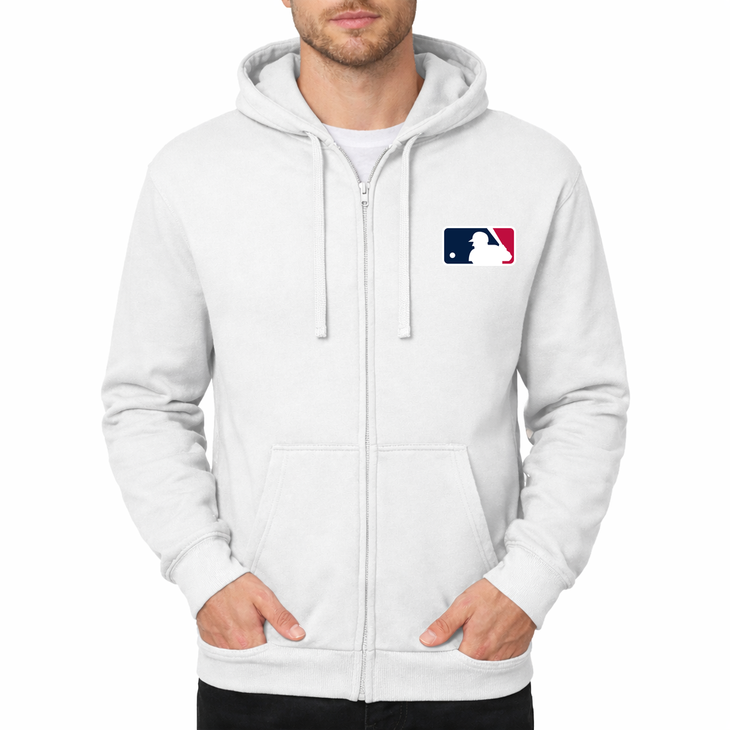 Men's Major League Baseball logo Zipper Hoodie - White