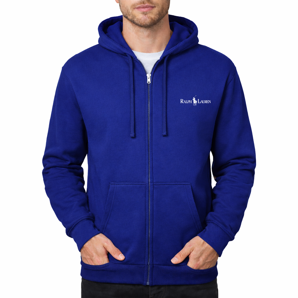 Polo Ralph Lauren white Zipper Hoodie - Royal Blue