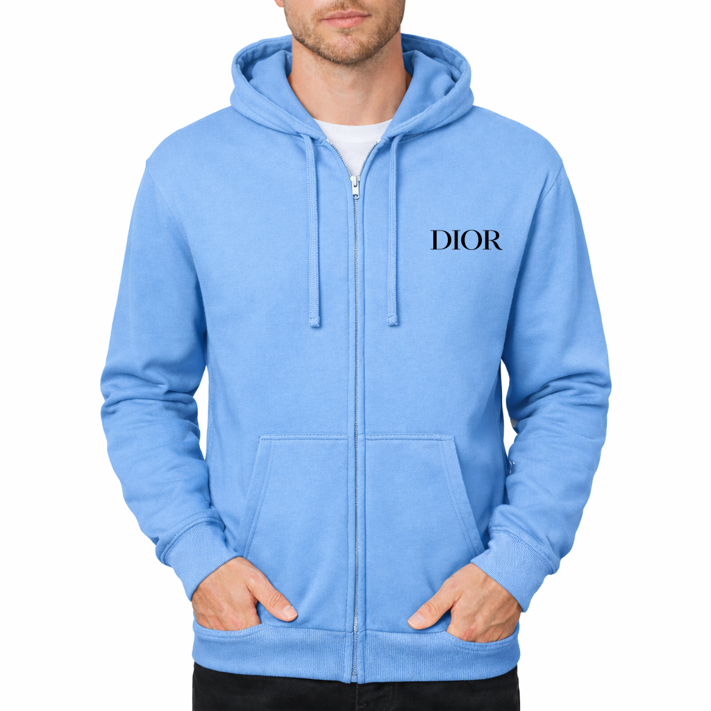 Dior Zipper Hoodie - Sky Blue
