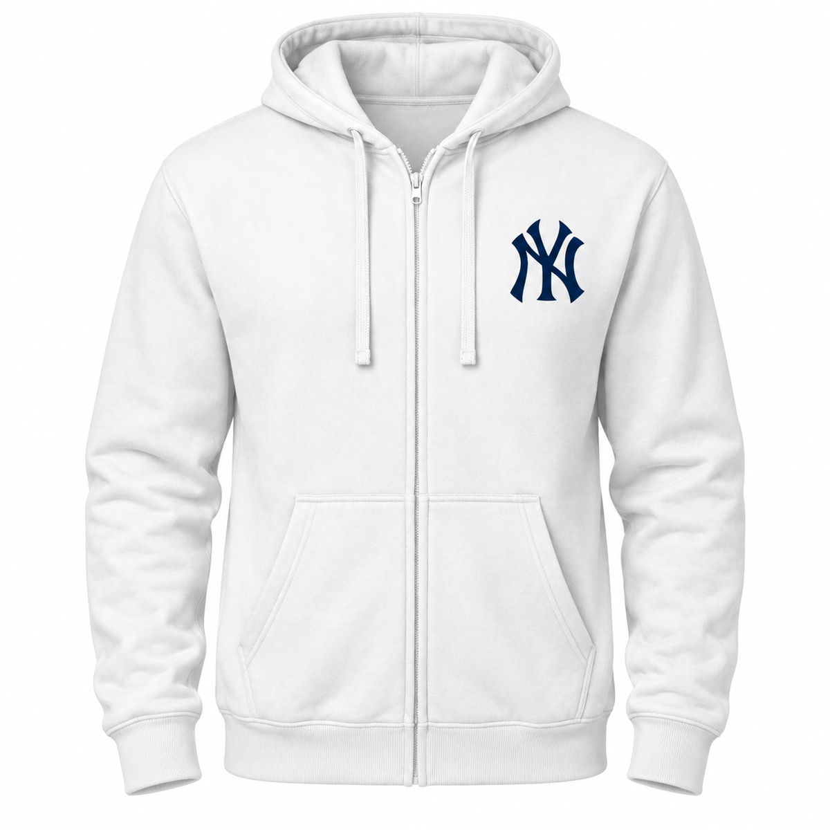 White New York Yankees zipper hoodie - front view
