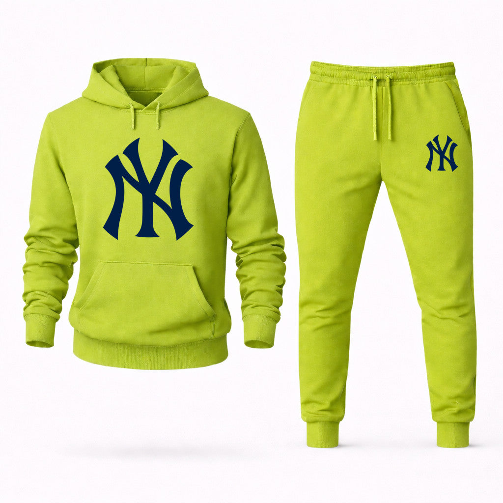 New York Yankees Hoodie and Joggers Set - Lime Green