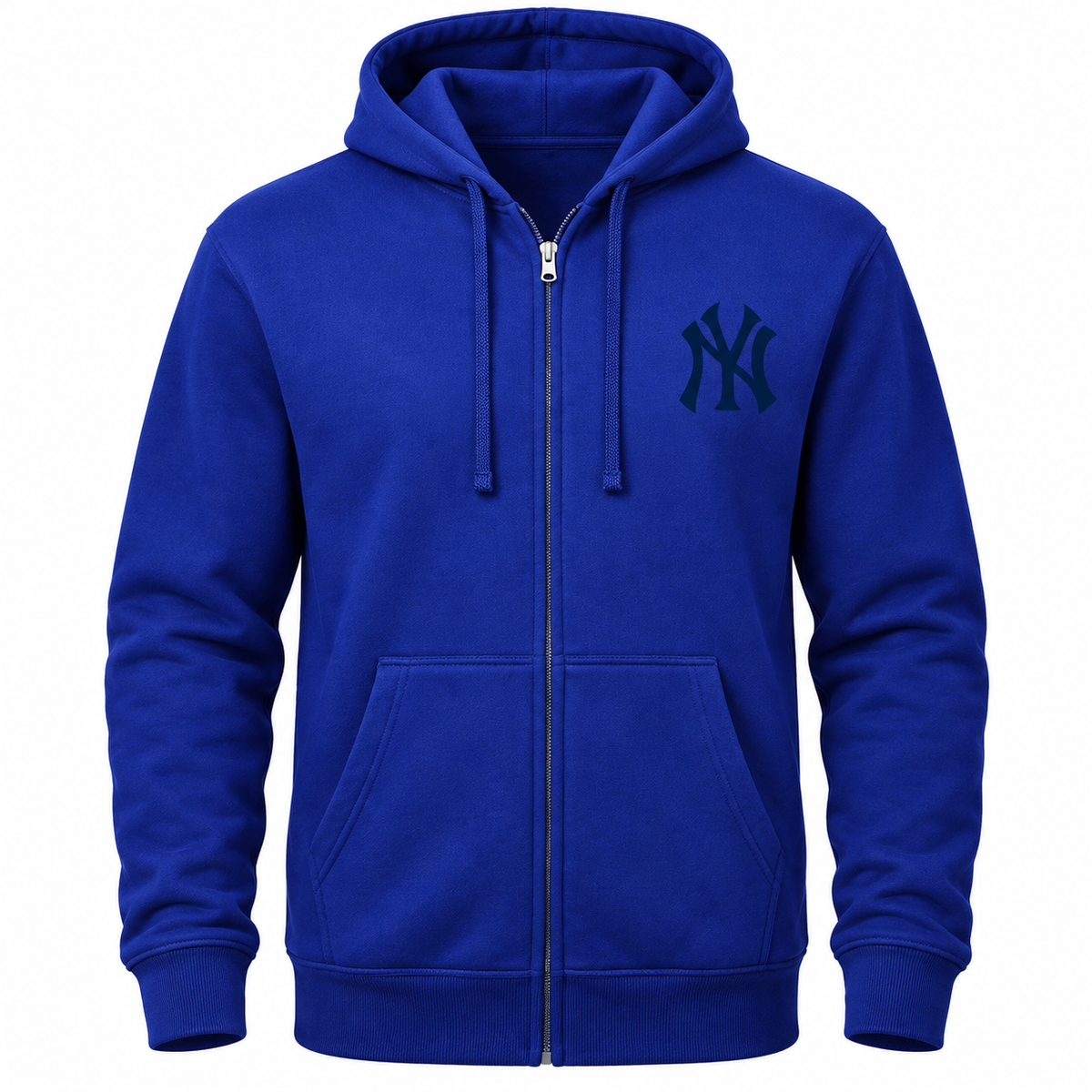 Royal Blue New York Yankees zipper hoodie - front view