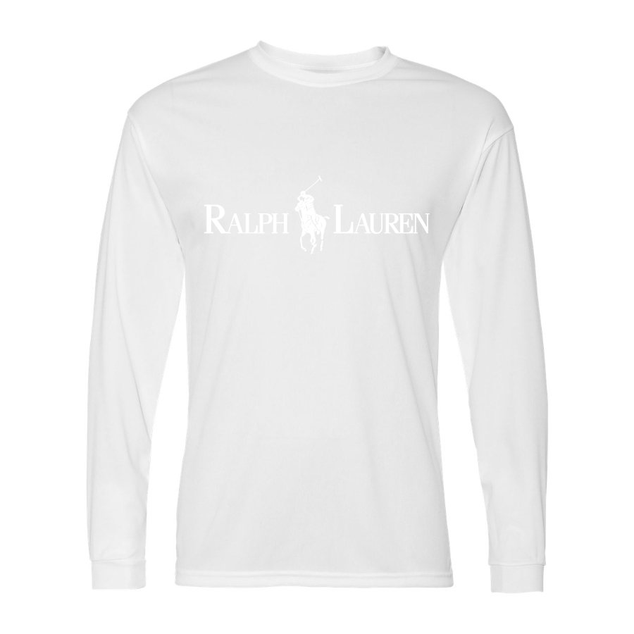 Men's Polo Ralph Lauren White Logo Polyester Long Sleeve T-Shirt - White
