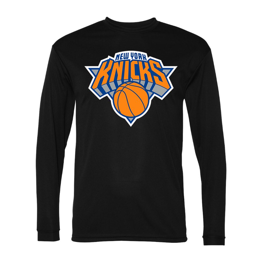 Men's New York Knicks Polyester Long Sleeve T-Shirt - Black