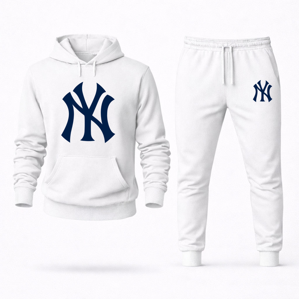New York Yankees Hoodie and Joggers Set - White