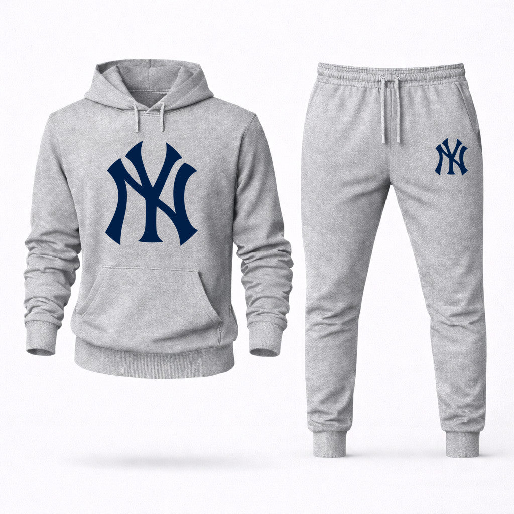 New York Yankees Hoodie and Joggers Set - Grey
