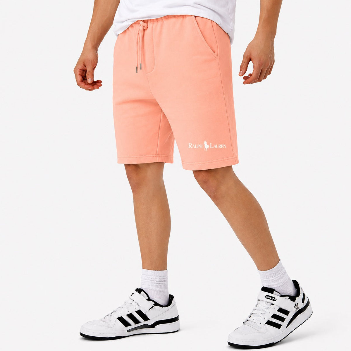 Men's Polo Ralph Lauren White Cotton Shorts - Peach