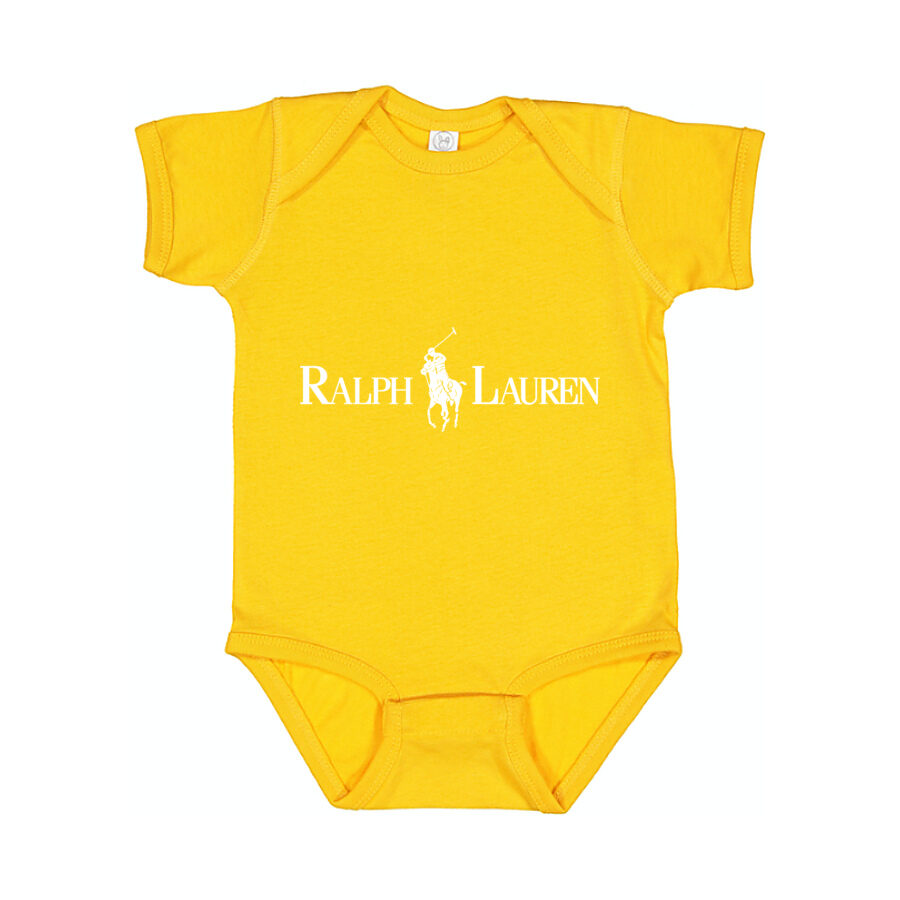 Polo Ralph Lauren White Logo Baby Romper Onesie - Yellow