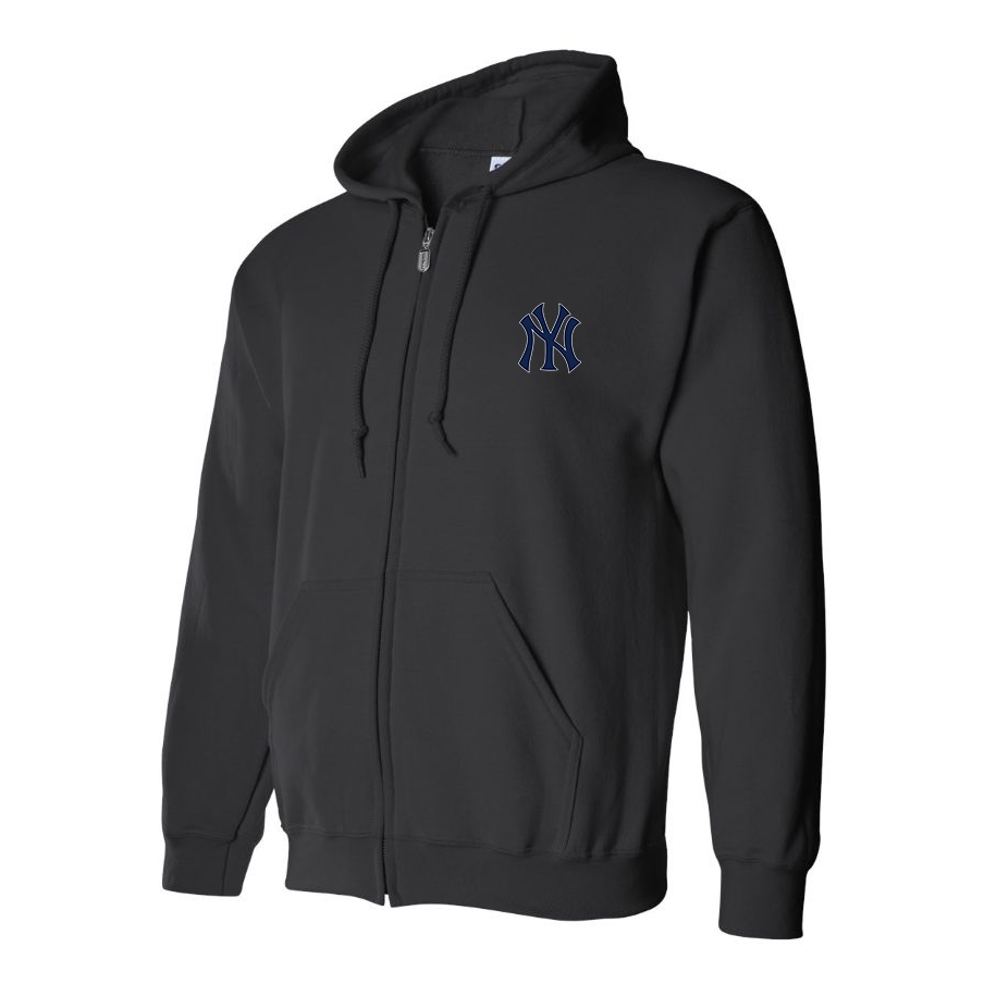 Black New York Yankees zipper hoodie - front view