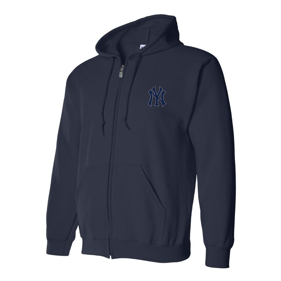 Navy New York Yankees zipper hoodie - front view
