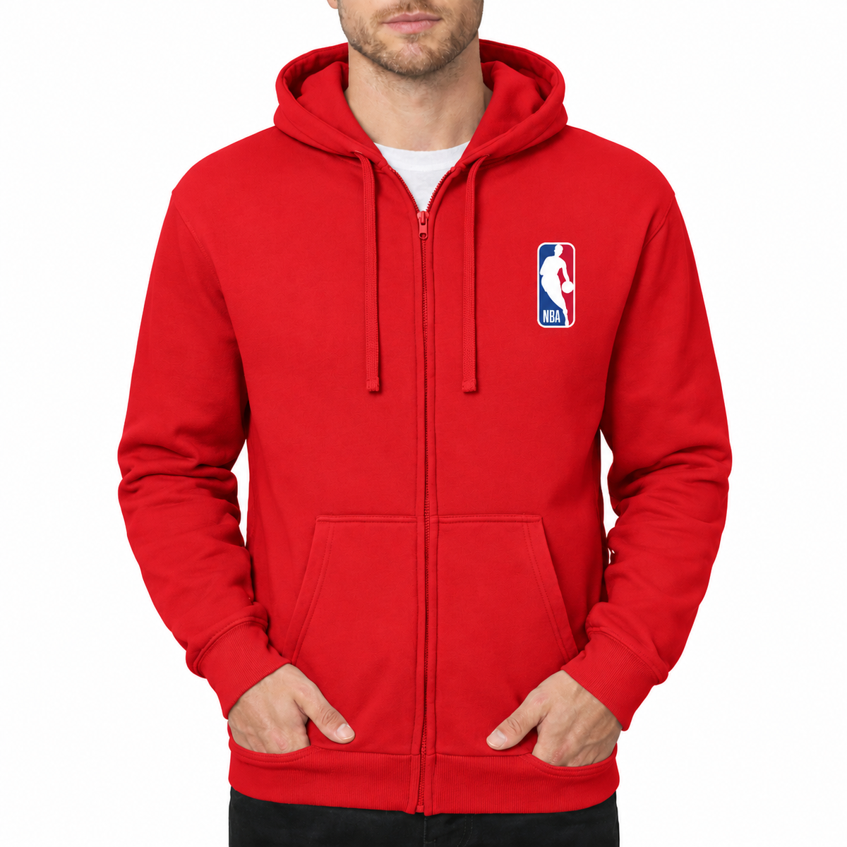 Men's nba Zipper Hoodie - Red