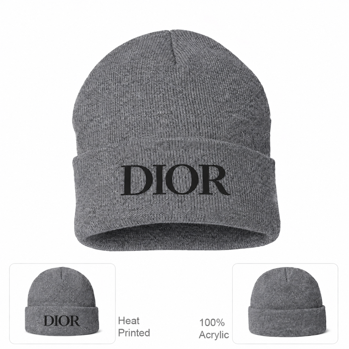 Black DIOR design beanie, Grey