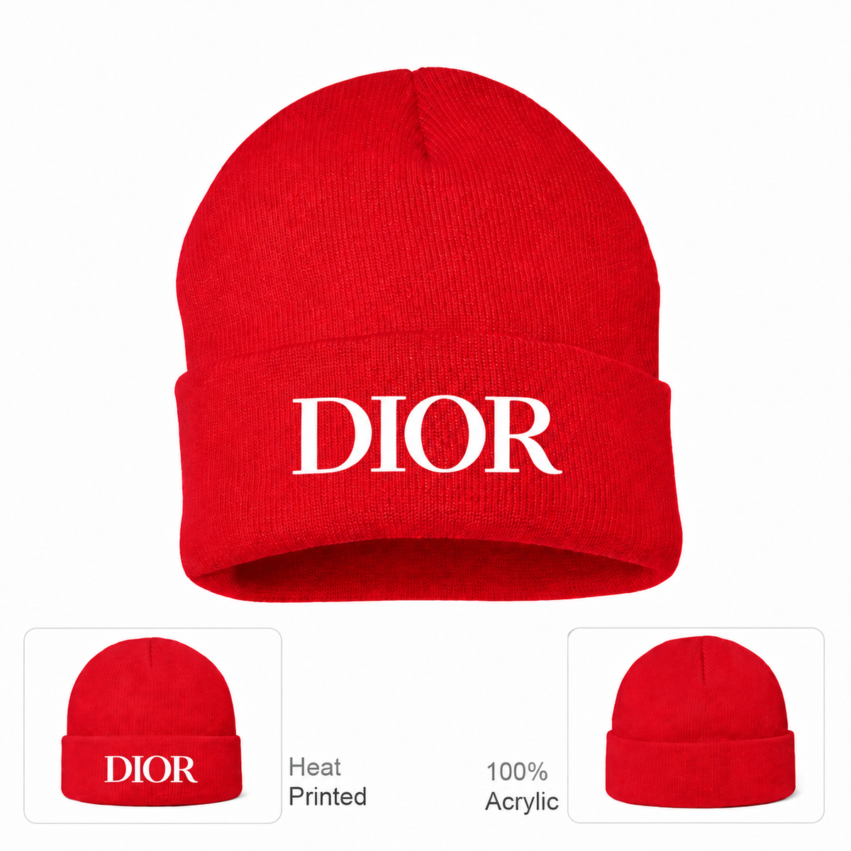 Dior beanie in Red with white DIOR lettering