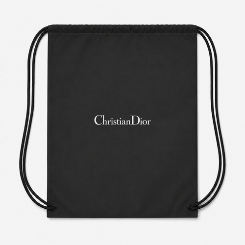 Dior drawstring bag in Black with white ChristianDior lettering