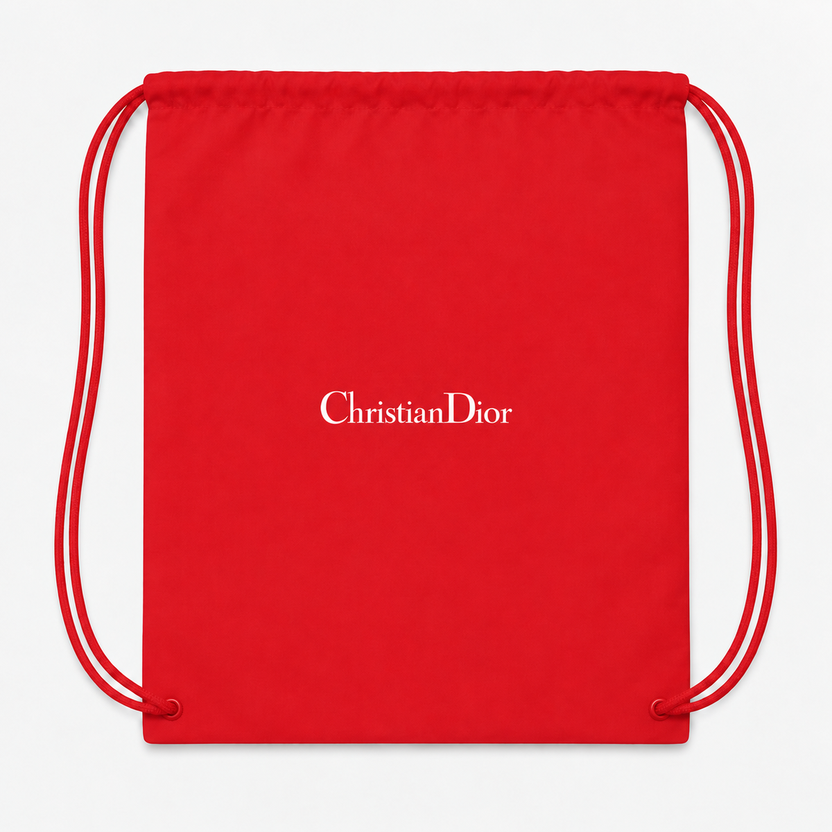 Dior drawstring bag in Red with white ChristianDior lettering