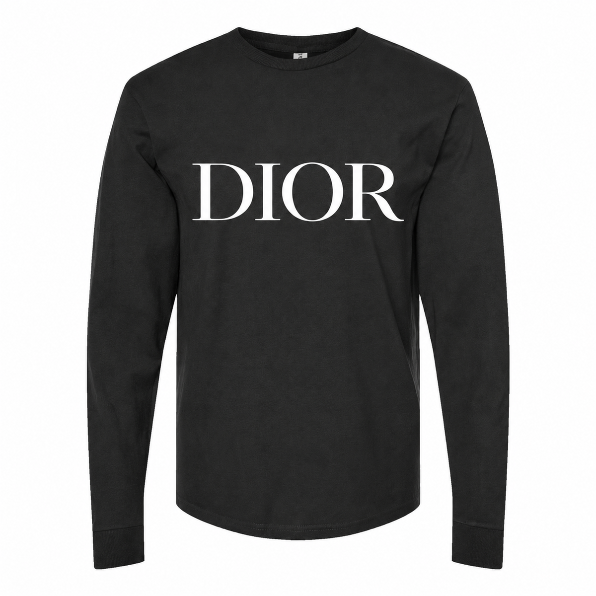 Men's Dior Long Sleeve Cotton-Blend T-Shirt in Black with white DIOR lettering