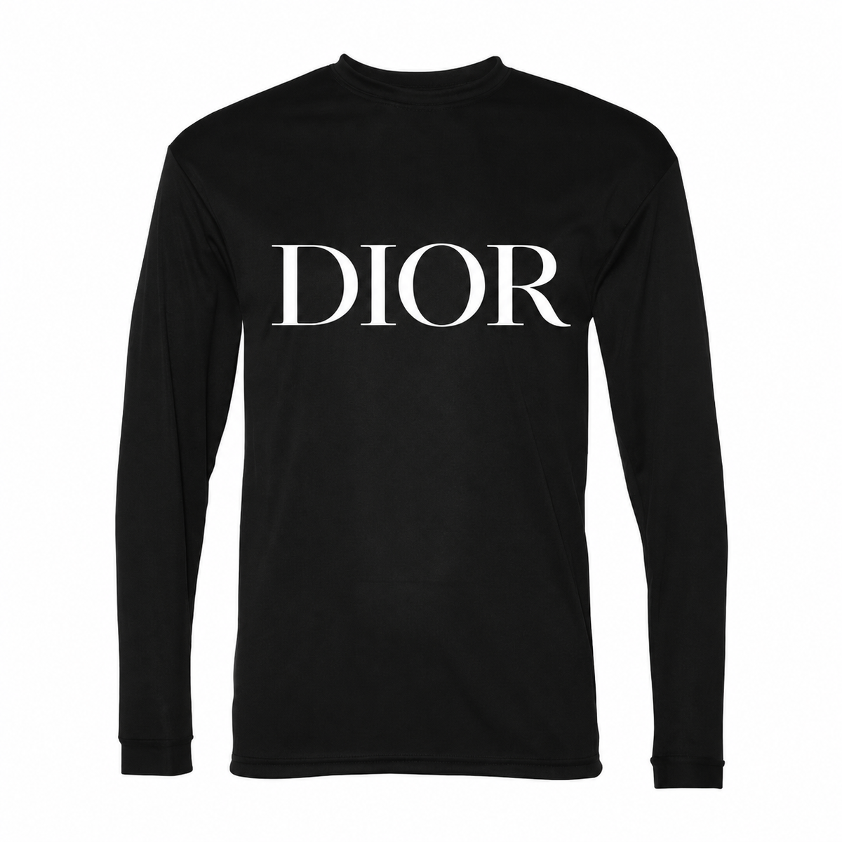 Men's Dior Polyester Long Sleeve T-Shirt in Black with white DIOR lettering