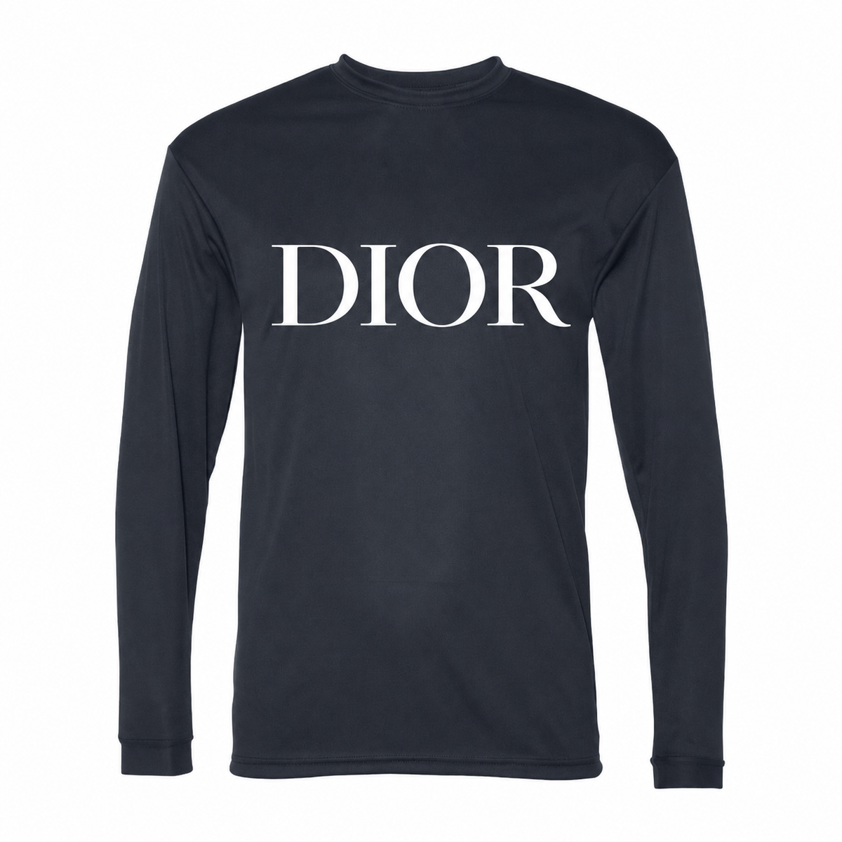 Men's Dior Polyester Long Sleeve T-Shirt in Navy with white DIOR lettering