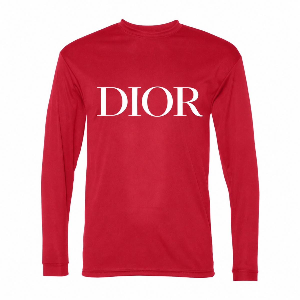 Men's Dior Polyester Long Sleeve T-Shirt in Red with white DIOR lettering