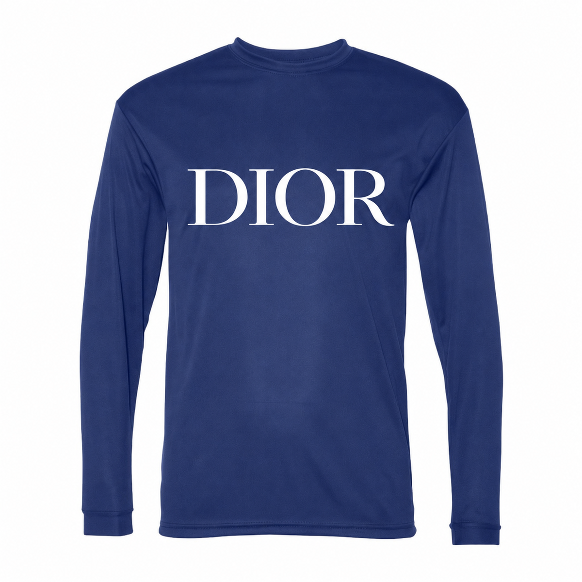 Men's Dior Polyester Long Sleeve T-Shirt in Royal Blue with white DIOR lettering