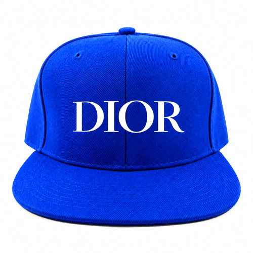 Dior Black Design Snapback Hat in Blue with white DIOR lettering