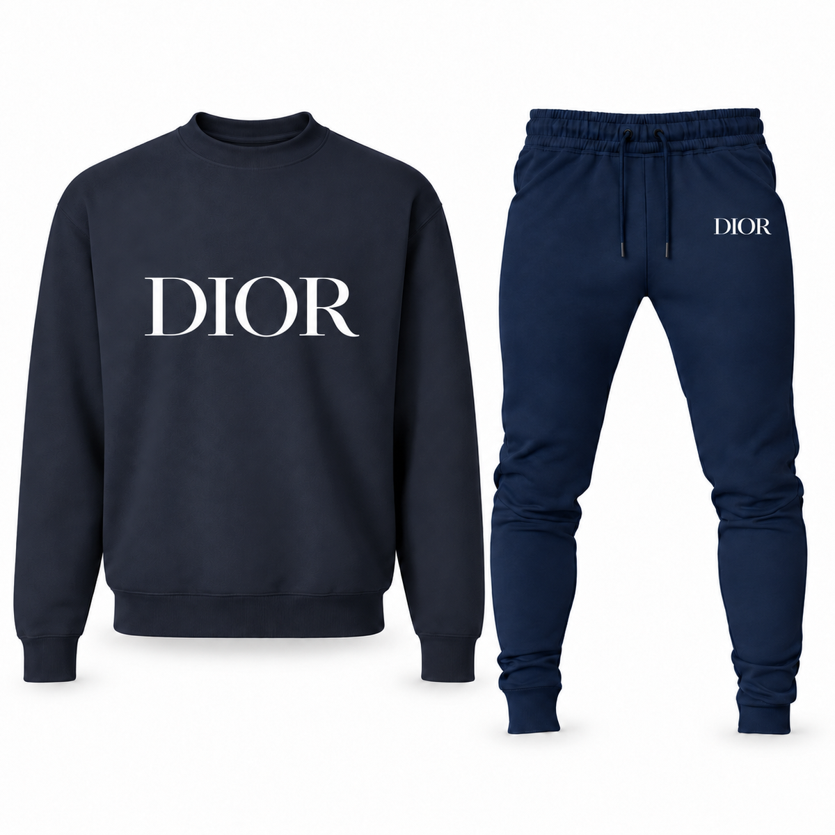 Men's Dior Sweatshirt and Joggers Set in Navy with white DIOR lettering