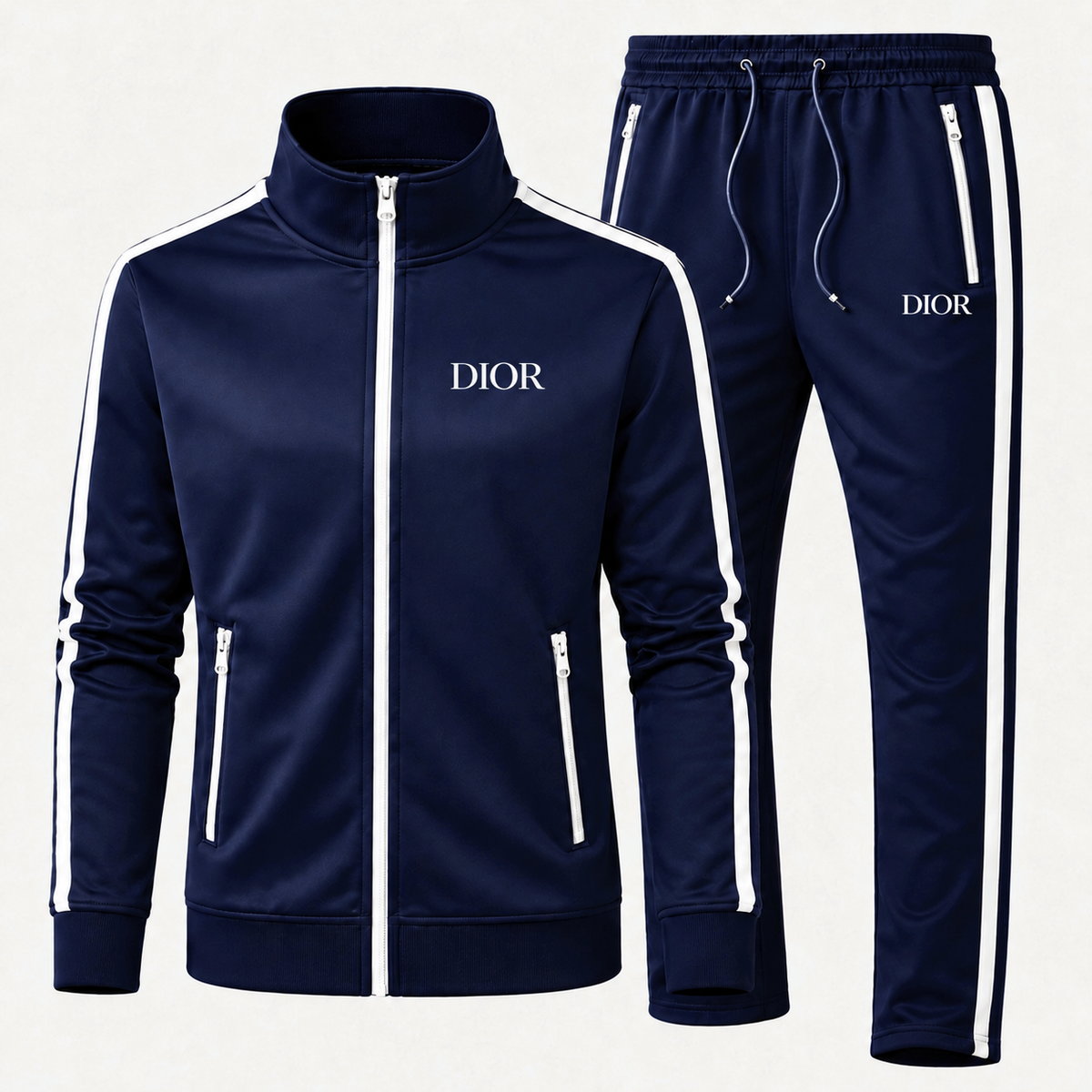 Unisex Dior Dri-Fit Tracksuit in Navy with white DIOR lettering
