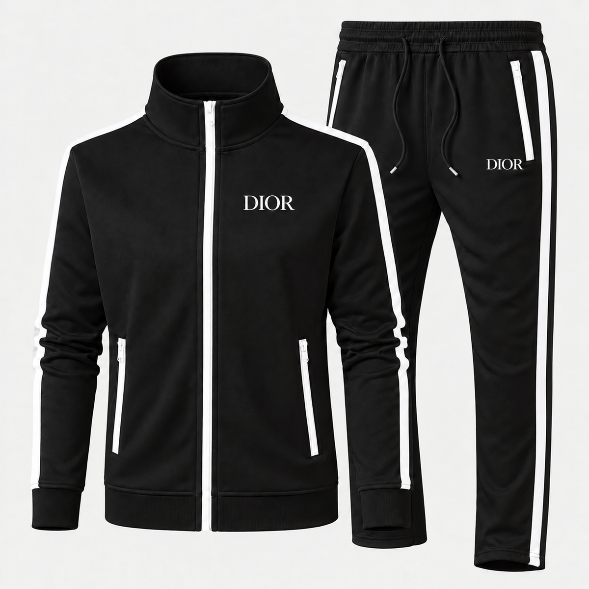 Unisex Dior Dri-Fit Tracksuit in Black with white DIOR lettering