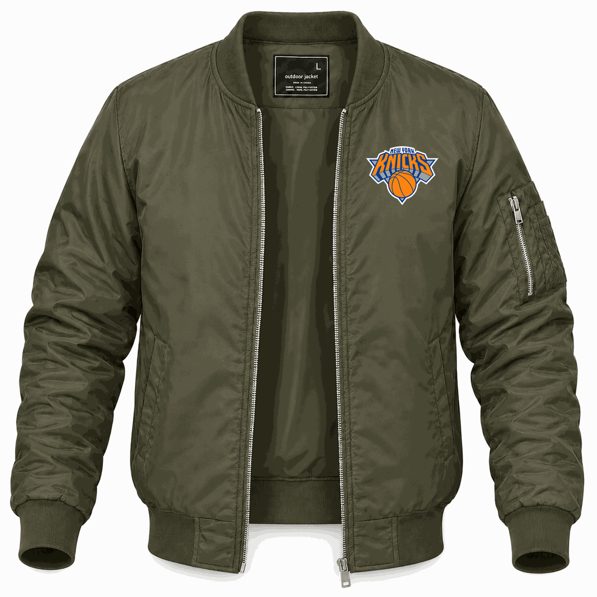 Men's New York Knicks Lightweight Bomber Jacket - Army Green