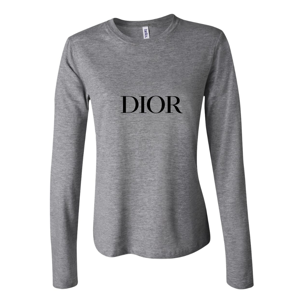 Women's Dior Logo 1536x864 Long Sleeve T-Shirt - Gray