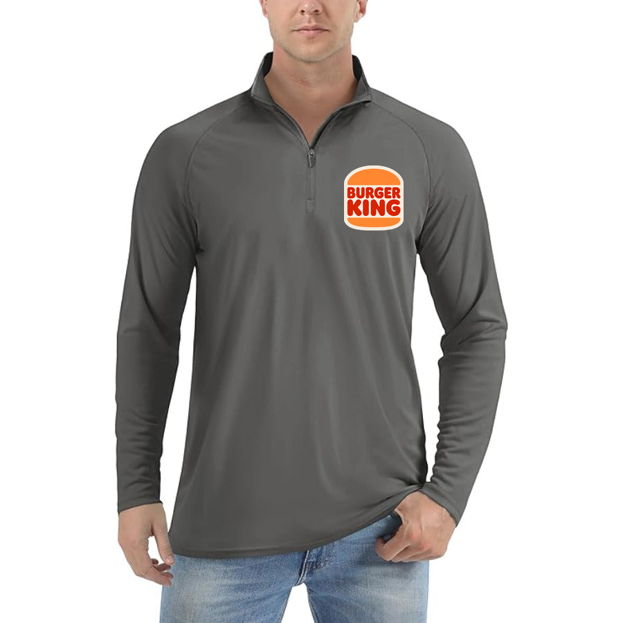 Burger King quarter-zip athletic shirt in Dark Gray