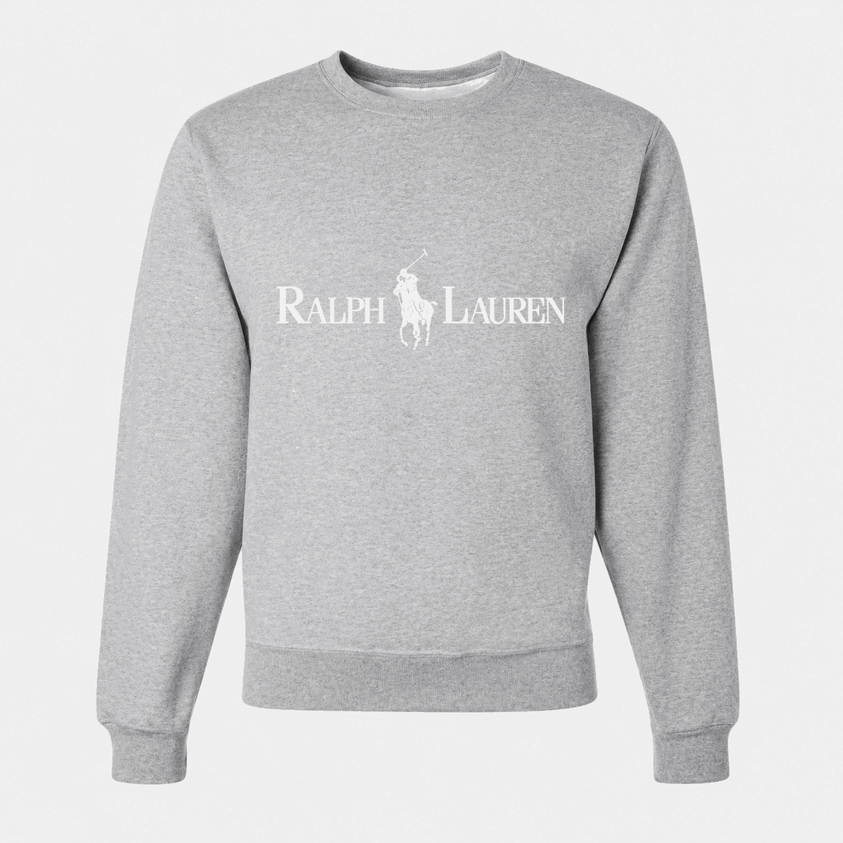 Men's Polo Ralph Lauren White Logo Crewneck Sweatshirt - Gray