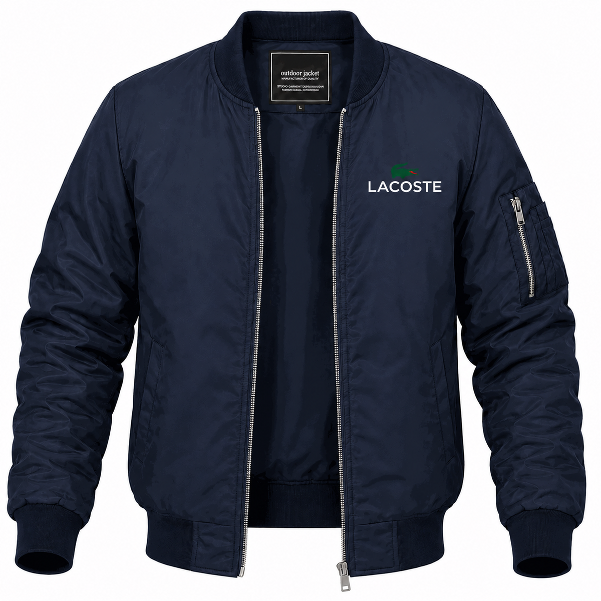 Navy - Front View - Men's Lacoste Lightweight Bomber Jacket