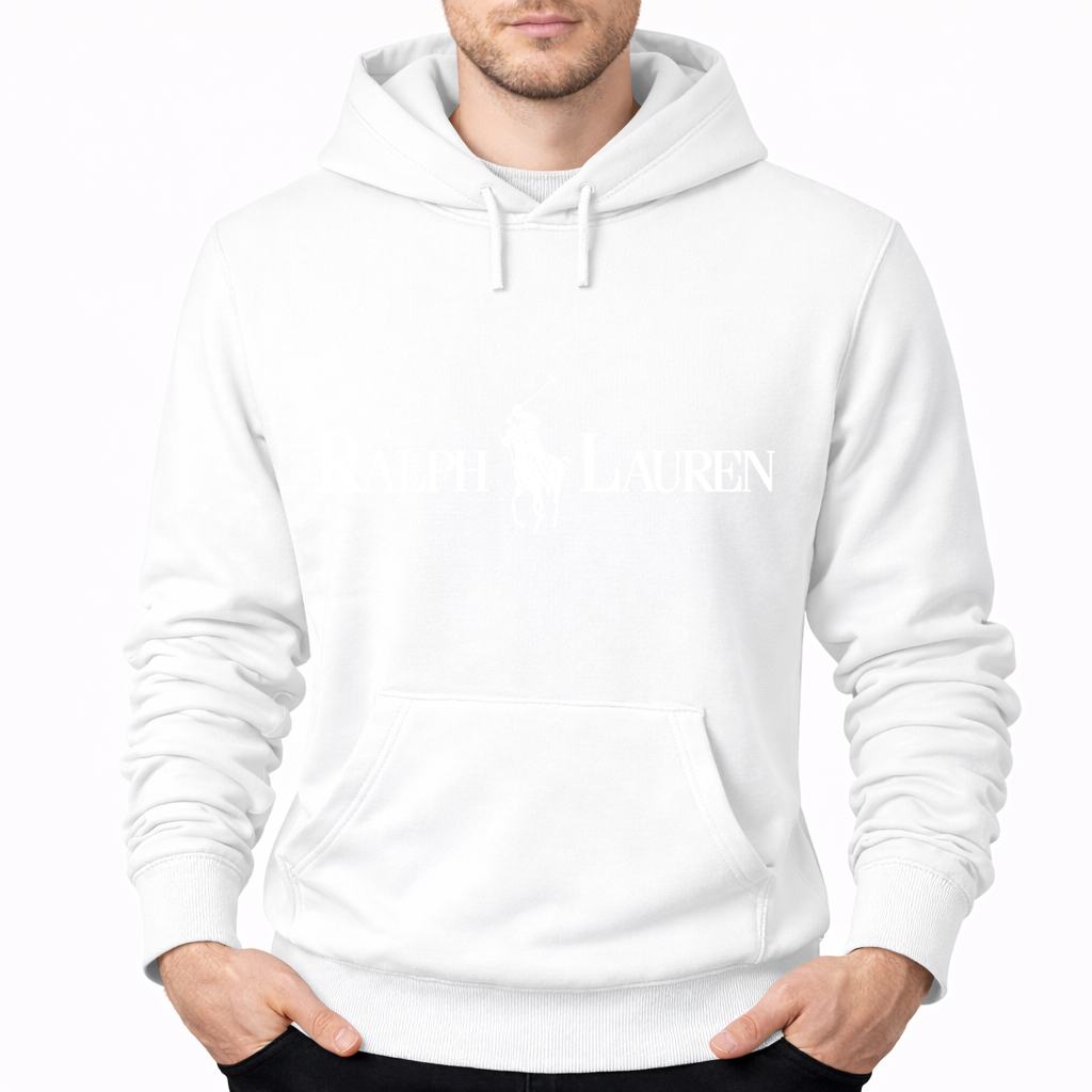 Men's Polo Ralph Lauren White Logo Pullover Hoodie - White
