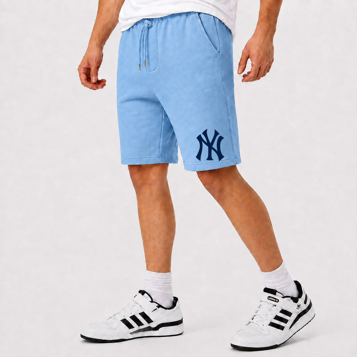 Men's New York Yankees Cotton Shorts - Sky Blue