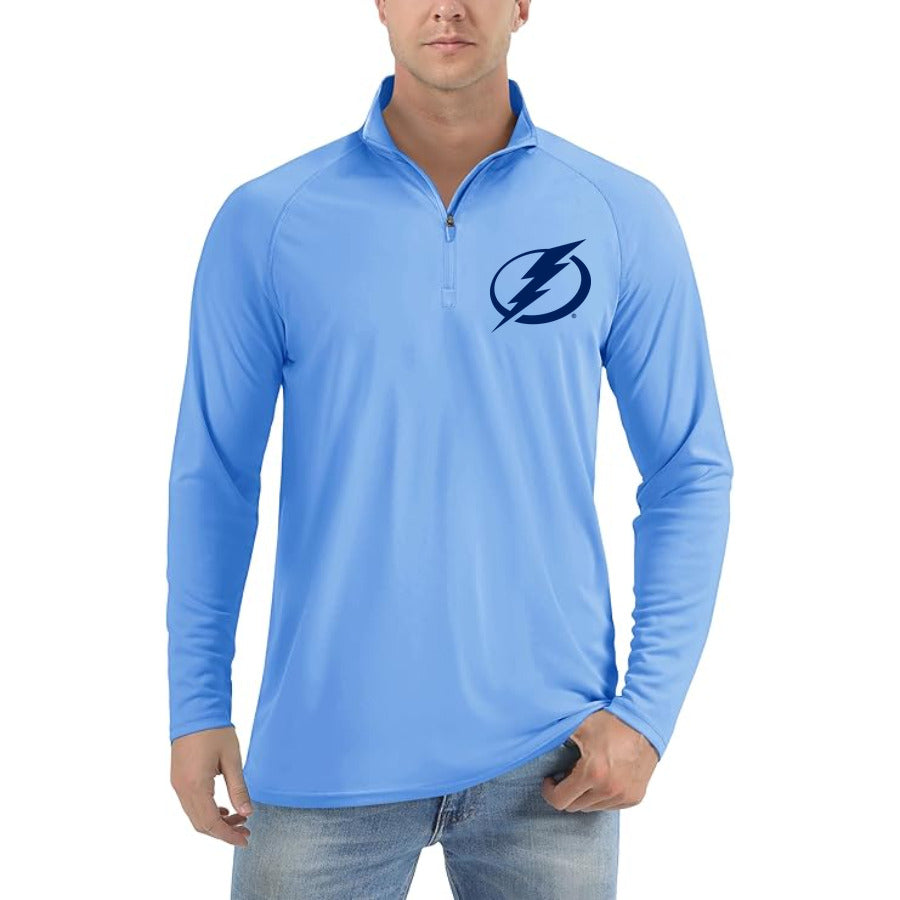 Tampa Bay Lightning quarter-zip athletic shirt in Light Blue