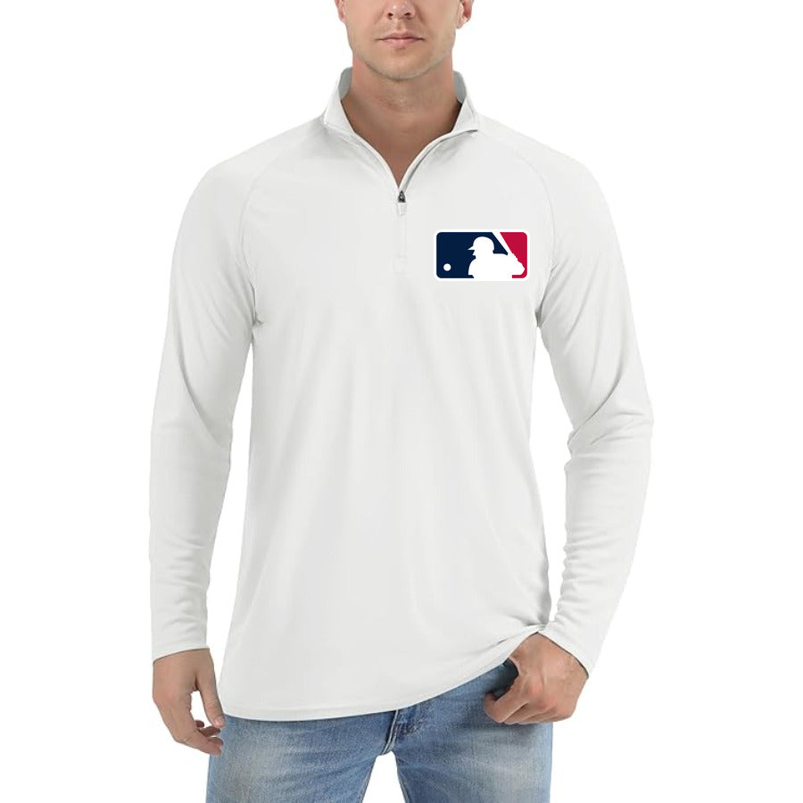 Major_League_Baseball_logo quarter-zip athletic shirt in White