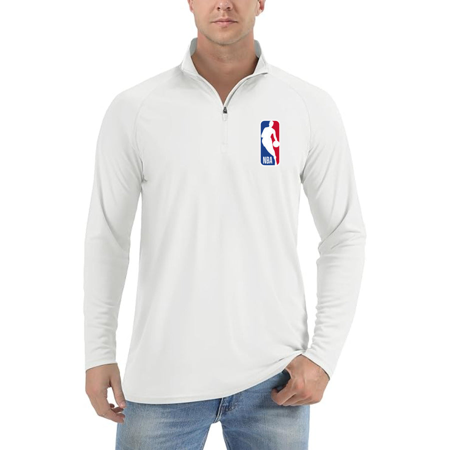nba quarter-zip athletic shirt in White