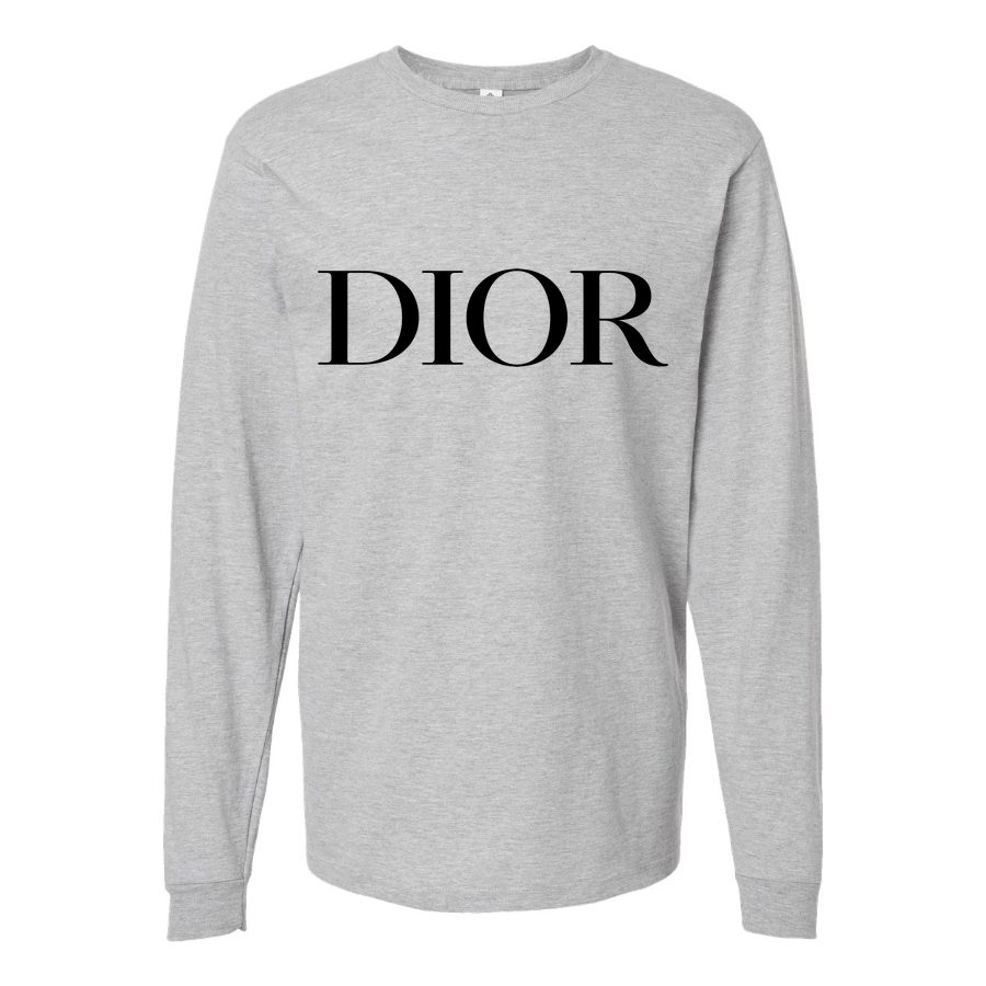 Men's Dior-Logo-1536x864 Long sleeves Cotton Blend T-Shirt - Gray