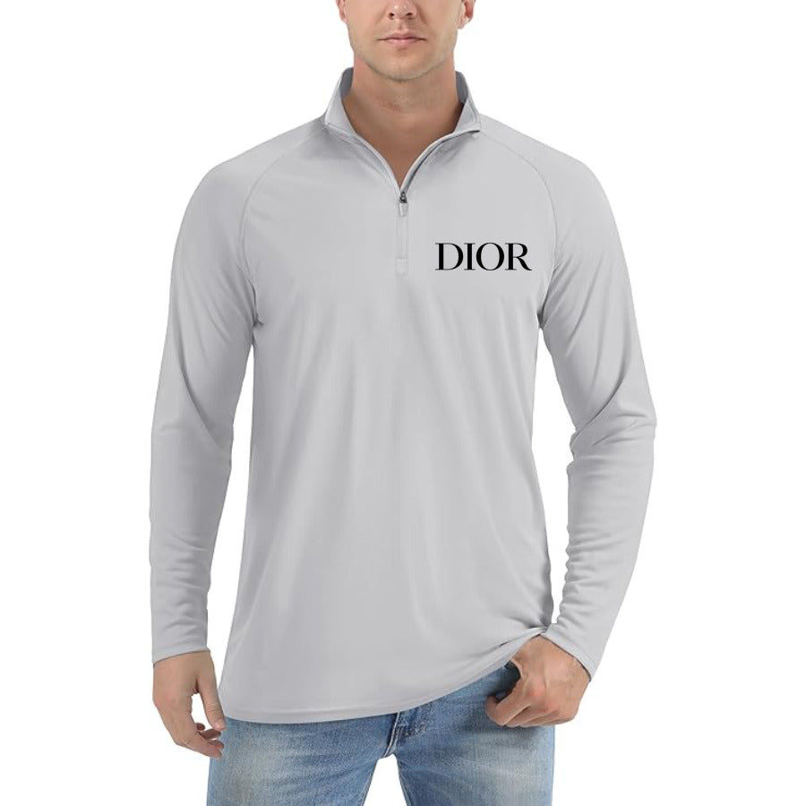 Dior Logo quarter-zip athletic shirt in Light Gray