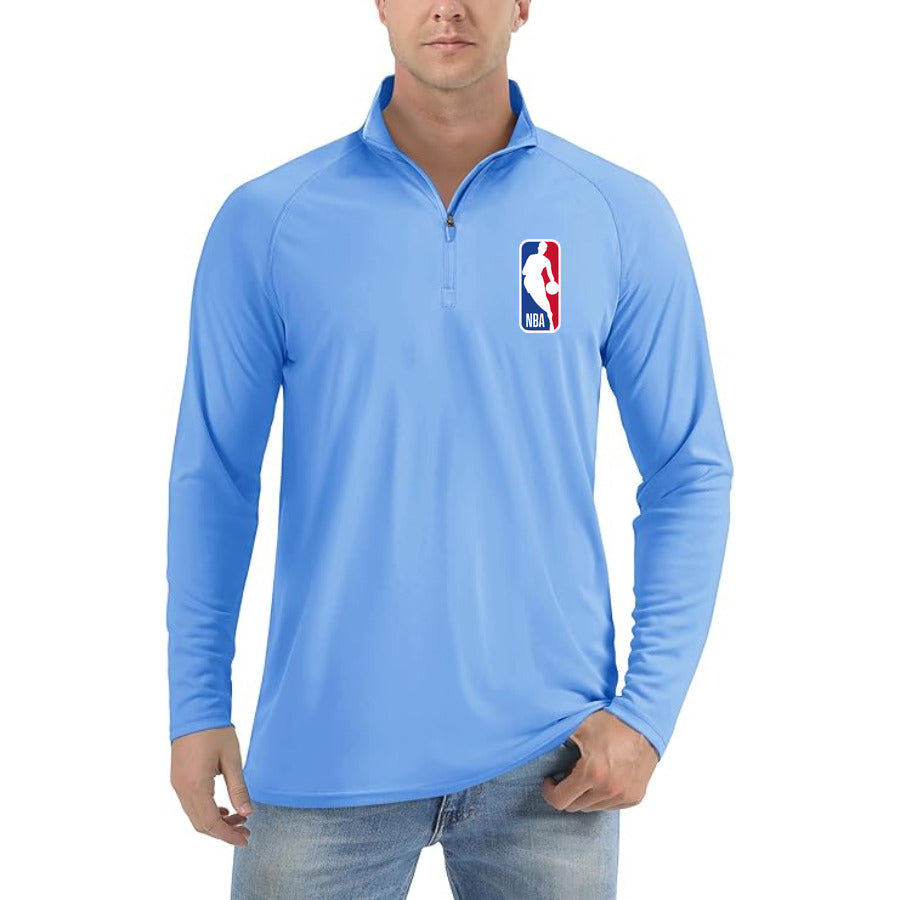 nba quarter-zip athletic shirt in Light Blue